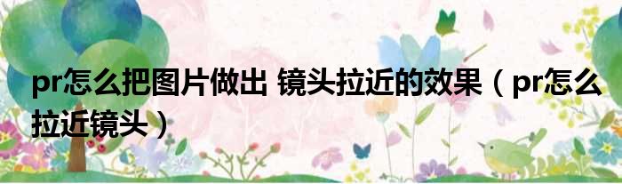 pr怎么把图片做出 镜头拉近的效果（pr怎么拉近镜头） - 如意-如意