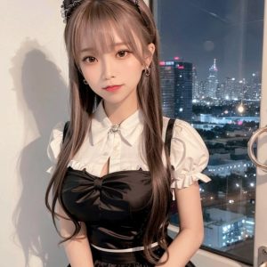 倚窗而望 朦胧的灯光下 沉浸在安静的世界里 #Ai绘画-如意